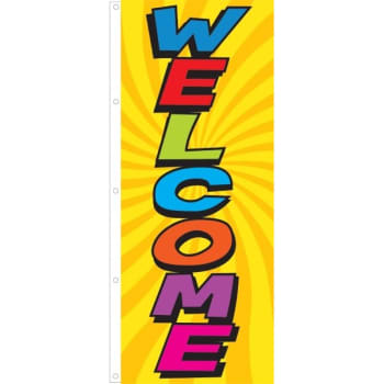 Image for Vertical "welcome" Flag, Groovy Design, 3' X 8' from HD Supply