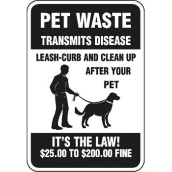 Image for Pet Waste It's The Law Sign, Midnight Black, Non-Reflective, 12 X 18 from HD Supply