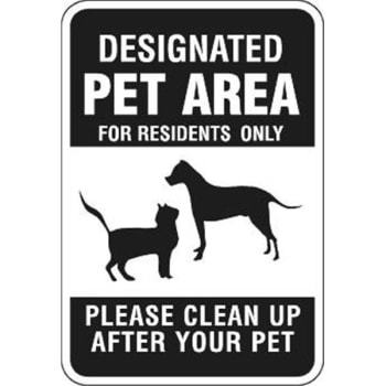Image for "Designated Pet Area For Residents" Sign, Black, Non-Reflective, 12 x 18" from HD Supply