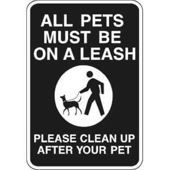Image for All Pets Must Be On A Leash Sign, Midnight Black Non-Reflective, 12 X 18 from HD Supply