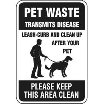 Image for Pet Waste "please Keep This Area Clean" Sign, Black, Non-Reflective, 12 X 18" from HD Supply