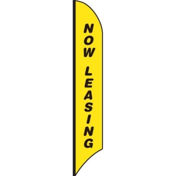 "Now Leasing" Feather Flag, Yellow, 15'