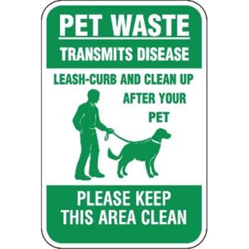 Image for Pet Waste Keep Area Clean Sign, Green, Non-Reflective, 12 X 18 from HD Supply