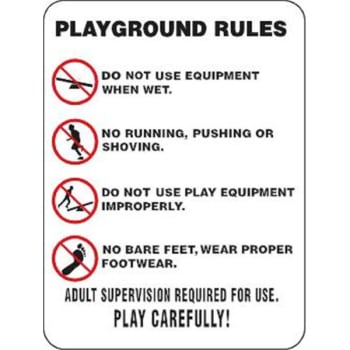 Image for "Playground Rules" Symbols Sign, Reflective, 18 x 24" from HD Supply