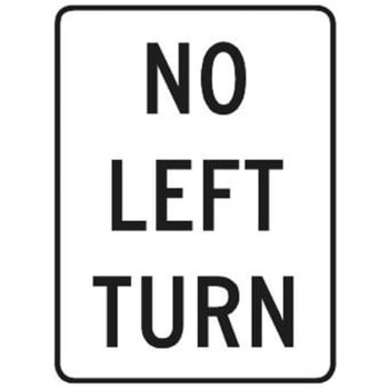 Image for No Left Turn Sign, High Intensity, 12 x 18 from HD Supply