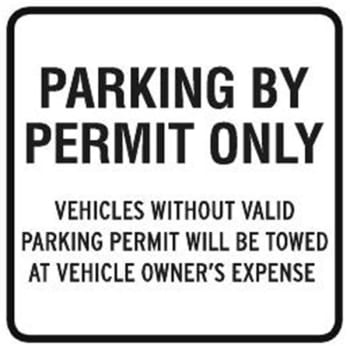 Parking By Permit Only Sign, Reflective 18x18