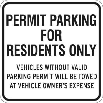 Image for Permit Parking for Residents Sign, Reflective 18x18 from HD Supply