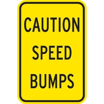 "Caution Speed Bumps" Sign, Non-Reflective, 12 x 18"