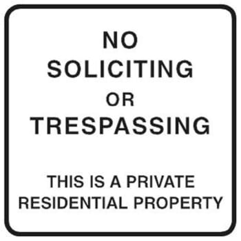 Image for No Soliciting, No Trespassing Sign, Reflective 18x18 from HD Supply
