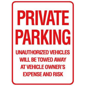Image for "Private Parking" Sign, Red Non-Reflective, 18 x 24" from HD Supply