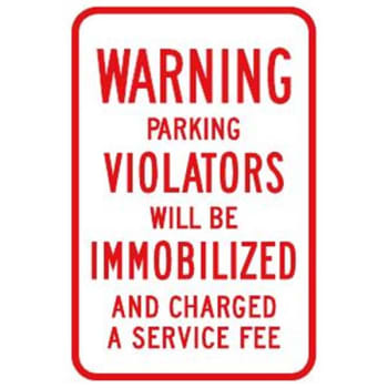 Image for "Immobilized Service Fee Parking" Sign, Reflective, 12 x 18" from HD Supply