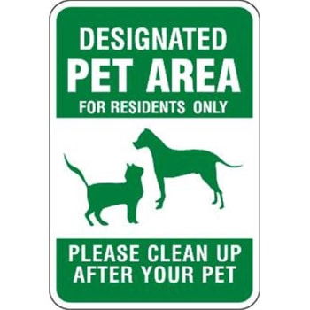 Image for "Designated Pet Area For Residents" Sign, Non-Reflective, 12 x 18" from HD Supply