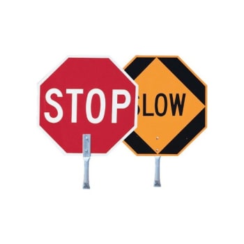 Image for Slow/stop Two-Sided Hand Held Sign Paddle, 12, Non-Reflective from HD Supply