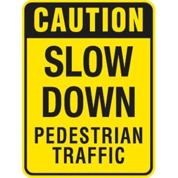 Caution Slow Down Pedestrian Traffic Sign, High Intensity, 18 x 24