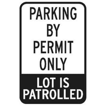 Image for Permit Only/lot Patrolled Sign, Reflective, 12 X 18 from HD Supply