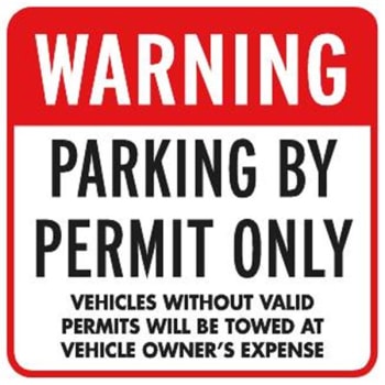 Warning Permit Only Sign, Reflective 18x18