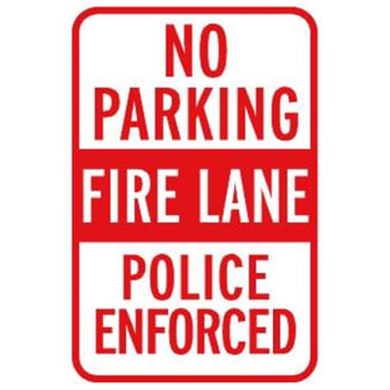 Image for "NO PARKING Fire Lane Police Enforced" Sign, Reflective, 12 x 18" from HD Supply