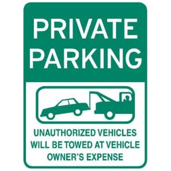Image for "Private/Tow Warning" Graphic Sign, Reflective, 18 x 24" from HD Supply