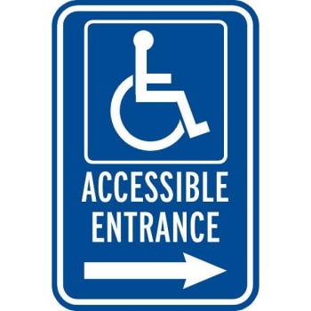 Image for Accessible Disabled Parking Sign with Right Arrow, Reflective, 12 x 18" from HD Supply