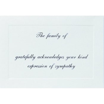 Image for "The Family Of......" Acknowledgement Cards, Raised Printing, Deeply Embossed Panels, Blank Inside, Package Of 50 from HD Supply