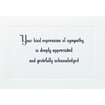 Image for "Your Kind Expression Of Sympathy....." Acknowledgement Cards, Deeply Embossed Panels, Blank Inside, Package Of 50 from HD Supply