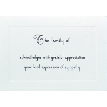 Image for The Family Of.. Acknowledgement Cards, Raised Printing With Embossed Panels, Blank Inside, Package Of 50 from HD Supply