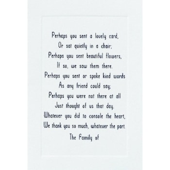 Perhaps Poem Acknowledgement Card, Raised Print With Embossed Panels, Blank Inside Package Of 50
