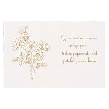 Image for Rose Acknowledgement Cards with Raised Gold Sentiment, Blank Inside, Package Of 50 from HD Supply