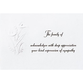 Image for Lilies Acknowledgement Cards, Deeply Embossed, Blank Inside, Package Of 50 from HD Supply