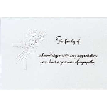 Image for Floral Cross Acknowledgement Cards, Deeply Embossed, Blank Inside, Package Of 50 from HD Supply