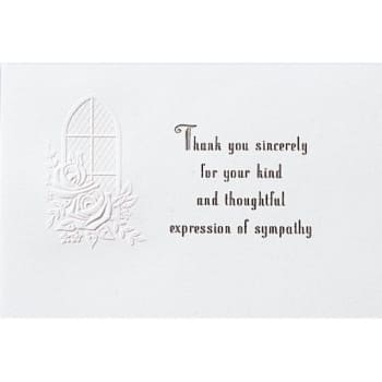 Image for Floral Window Acknowledgment Card, Deeply Embossed, Blank Inside, Package Of 50 from HD Supply