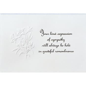 Image for Flowers Acknowledgement Cards, Deeply Embossed, Blank Inside, Package of 50 from HD Supply