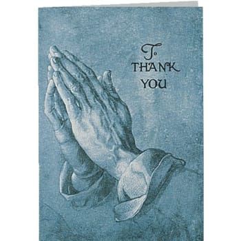 Image for Praying Hands Acknowledgement Cards, Interior Verse- "your Thoughtful Tribute..", Package Of 50 from HD Supply
