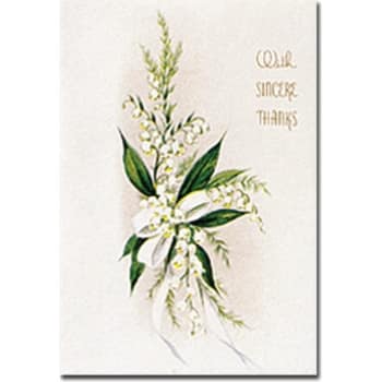 Image for Lilies of the Valley Acknowledgement Cards, Inside Verse- "Your Comforting Expression...", Package Of 50 from HD Supply