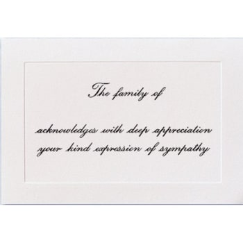 Image for "The Family Of......" Acknowledgement Cards, Deeply Embossed Panels, Blank Inside, Package Of 50 from HD Supply