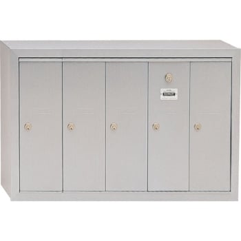 Salsbury Industries® Vertical Mailbox, 5 Doors, Aluminum Finish