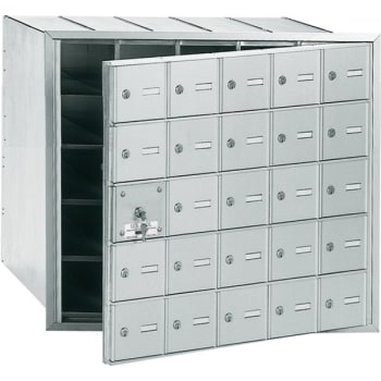 Salsbury Industries® Horizontal Mailbox, 25 Doors, Aluminum Finish