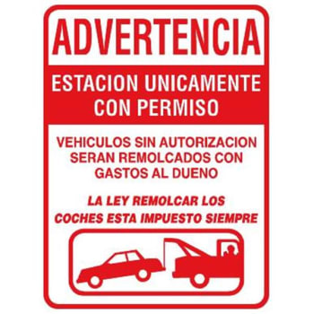 Image for Spanish Towing/graphic Sign, Reflective, 18 X 24" from HD Supply