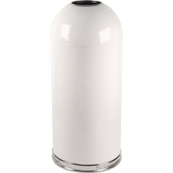 Image for Witt Round Push Top Flat Domed Trash Receptacle (White) from HD Supply