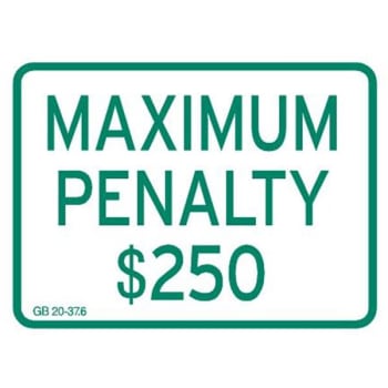 Image for N. Carolina Max Penalty 250 Dollar Supplemental Disabled Parking Sign, 12 x 9" from HD Supply