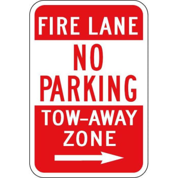 Image for "Fire Lane NO PARKING" Sign with Right Arrow, Reflective, 12 x 18" from HD Supply