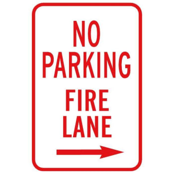 Image for "NO PARKING Fire Lane" Sign with Right Arrow, Non-Reflective, 12 x 18" from HD Supply