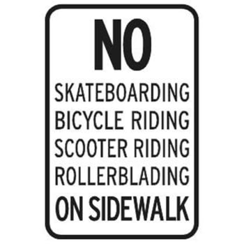 Image for No Skateboarding On Sidewalk Sign, Non-Reflective, 12 X 18 from HD Supply