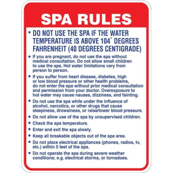 Image for Spa Rules… Sign, Non-Reflective, 18 x 24" from HD Supply