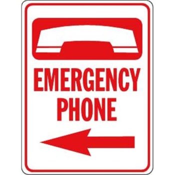 Image for "Emergency Phone" Sign with Left Arrow, Non-Reflective, 18 x 24" from HD Supply