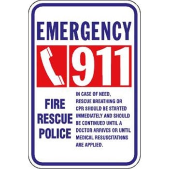 Image for "Emergency 911" Pool Safety Sign, Non-Reflective, 12 x 18" from HD Supply