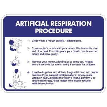 Image for Artificial Respiration Procedure...  Sign, Non-Reflective, 24 X 18" from HD Supply