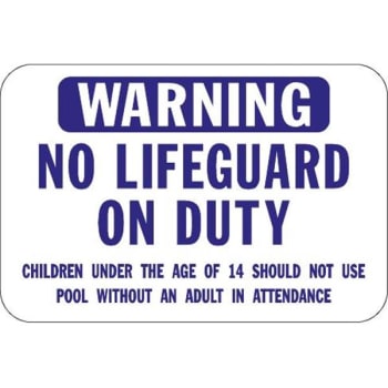 Image for Warning No Lifeguard On Duty Age 14 And Under Sign - Non-Reflective, 36 x 24 from HD Supply