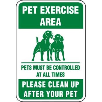 Image for Pet Exercise Area Sign, Non-Reflective, 12 X 18" from HD Supply