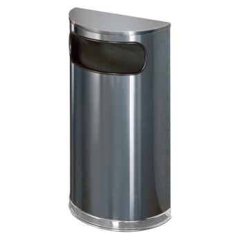Image for Rubbermaid 9 Gallon Half-Round Trash Can (Anthracite/Chrome) from HD Supply